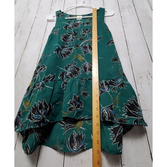 CAbi Zoe Falling Flowers Tank Top Womens Size XS  Green Sleeveless Ruffle Hem - Picture 8 of 8